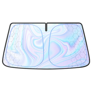 Pare-soleil de voiture à motif diamant, universel, rétractable, en PVC, isolation thermique, protection intérieure - Product Image 2