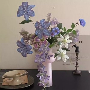 Bouquet de fleurs artificielles rétro français original, arrangement floral en soie violette, décoration d'intérieur, accessoires de mariage - Product Image 2