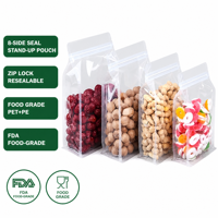 Sachets d'emballage transparents à fermeture éclair sur 8 côtés, refermables, en PET/PE de qualité alimentaire, pour snacks, noix, thé - Vente en gros