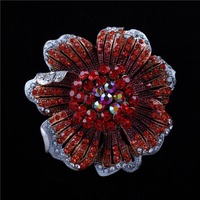 Bros Pin Bunga Mawar Kristal Penuh Klasik Vintage Mewah Berkilau untuk Wanita, Dekorasi Butik, Pesta, dan Acara Resmi