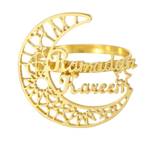 Nouveau <span class=keywords><strong>Ramadan</strong></span> lune rond de serviette or métal diamants boucles de serviette pour la décoration du <span class=keywords><strong>Ramadan</strong></span> - Product Image 4