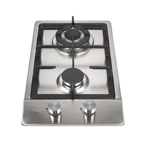 Plaques de cuisson en fonte chromé, panneau en acier inoxydable, Support de cuisinière à gaz en verre intégré pour la cuisine d'appartement ou de maison