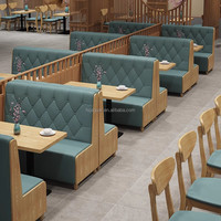 Banquette en bois rembourrée en cuir matelassé résistant à l'humidité, table à dîner en bois, cloison de séparation, mobilier pour restaurant de thé