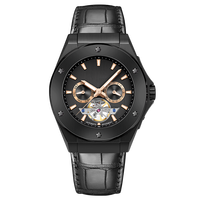 Montres mécaniques lumineuses en acier pour hommes, de style calendrier à roue volante, conçues et produites en usine en série, pour marque privée