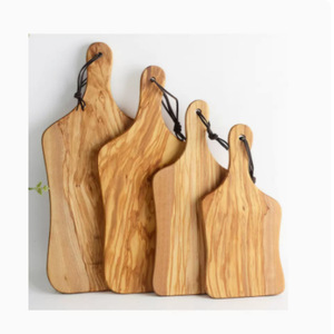 Juego de tablas de cortar de madera de olivo de 4 piezas con mango para cortar y servir en la cocina - Product Image 1