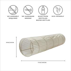 Tunnel de jeu pour bébé, enfant en bas âge, enfants, jeu en intérieur, en polyester recyclé résistant aux déchirures, gingham beige, amusant - Product Image 2