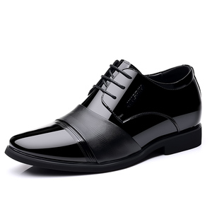 Zapatos de Vestir de Cuero con Punta en Pico para Hombre, con Tacón Oculto, Nueva Llegada en Cuero Genuino para Bodas - Product Image 1