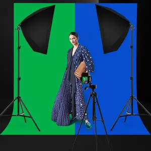 Fondo de Chromakey para fotografía, pantalla de fondo 2 en 1 de poliéster y algodón verde/azul para estudio de vídeo y foto