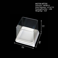 Boîtes à gâteaux carrées transparentes en PET, estampées, en matériaux recyclés, 89x89x77mm, conteneur d'emballage alimentaire en plastique de qualité alimentaire