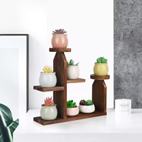 Rak Tanaman 5 Tingkat Desain Vintage Ukiran Tangan dari Kayu, Rak Meja untuk Bunga, Penyangga Tanaman Sukulen Kecil & Herbal untuk Dalam Ruangan, Kayu Pinus
