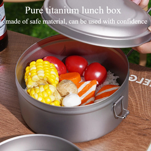 กล่องอาหารกลางวันไทเทเนียมบริสุทธิ์สำหรับกิจกรรมกลางแจ้ง กล่องเก็บอาหารป้องกันการรั่วซึมและต้านเชื้อแบคทีเรีย สำหรับการตั้งแคมป์และปิกนิก - Product Image 4