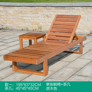 Chaise longue d'extérieur en teck massif, pliable, design moderne, pour hôtel et salon - Product Image 3