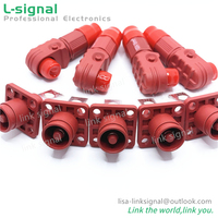 Connecteur de haute tension 200a à Angle droit, 1 Pin 8MM IP67 prise femelle rouge en plastique avec prise mâle