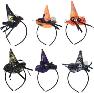 Happy Halloween Festival Holiday Theme Party Decorations Supplies Set Sorceress Witch Hat Headband Hairband Accessories For Girl