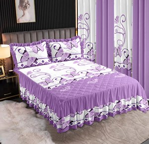 Juego de Ropa de <span class=keywords><strong>Cama</strong></span> LILIANNA Floral Lavender Queen, Falda de <span class=keywords><strong>Cama</strong></span> con Volantes de Dos Niveles con Cubrecama y Fundas de Almohada a Juego, Diseño Coordinado - Product Image 2