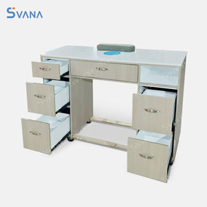 White Modern Glass Marble Top <b>Manicure</b> <b>Table</b> - Product Image 4