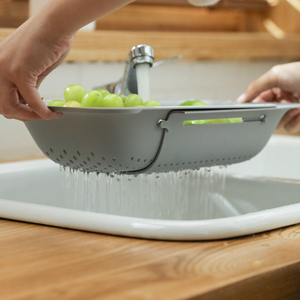 Fábrica Atacado Cozinha Extensível Drenagem Cesta <span class=keywords><strong>Colander</strong></span> Vegetal Ajustável Coador Lavatório Sobre Cesta De Pia - Product Image 6