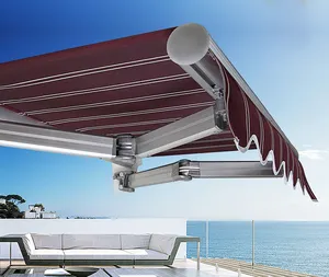 Toldo retráctil de aluminio motorizado para exteriores, personalizado, fábrica, impermeable, para balcón
