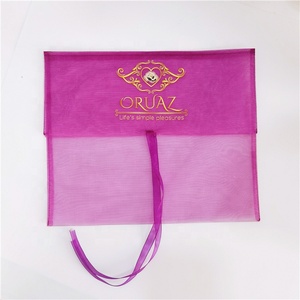 Wholesale Logo Printed Personalized Noble Purple Organza Sheer <b>Envelope</b> Cosmetic Packaging Bag Organza Silk Scarf Packaging Bag - Product Image 4