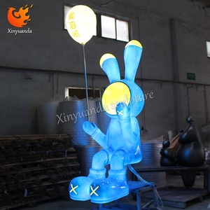 हल्के-अप ट्रेंडी खरगोश फाइबरग्लास मूर्तिकला, मॉल इंटरनेट-प्रसिद्ध चेक-इन आभूषण, वाणिज्यिक आईपी छवि सजावट - Product Image 3