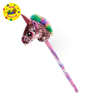 Bâton de jeu en peluche tête de cheval à paillettes brillantes, mignon et portable, idéal pour les enfants et cadeau de vacances parfait