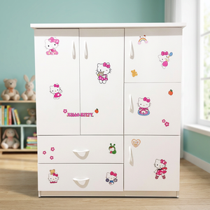Convertible Freestanding White <b>Plastic</b> <b>Wardrobe</b> for Infants 5 Doors 2 Compartments Space Saving 1m05x1m25x40cm - Product Image 2