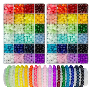 Diy Jewelry Making Kit 8mm Glass <b>Beads</b> 1200 Pieces For Bracelet Necklace Crafting Supplies Colorful Beading <b>Set</b> - Product Image 5