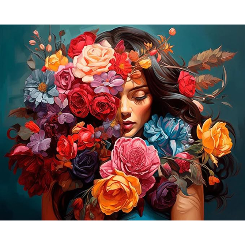 Femme aux fleurs-Multiple couleur