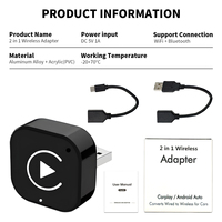 Adaptateur CarPlay sans fil, clé USB pour iPhone, Android Auto, boîte intelligente universelle pour voiture, portable, plug and play
