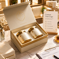 Boîte en papier rigide de luxe pour l'emballage de produits nourrissants, type de conception d'impression sur mesure, miel alimentaire, 2 pots, cadeau de luxe, nid d'oiseau
