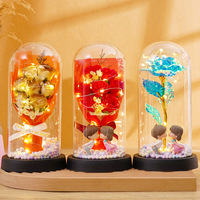 Saint Valentin Meilleur Ami Graduation Cadeau Pratique Couverture En Verre Veilleuse avec Bouquet Savon Fleur pour Petite Amie De Noël
