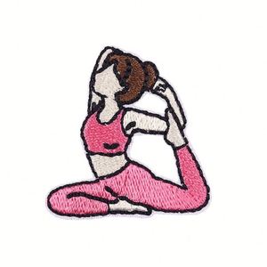 Iron on Pink Series Creative Embroidered Cartoon Yoga Girl Patch for <b>Art</b> Children's Hat Decoration - Product Image 5