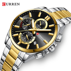 Montre chronographe décontractée pour homme, bracelet en acier inoxydable, montre-bracelet de style business, horloge à quartz avec aiguilles luminescentes 8457 - Product Image 2
