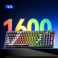 AULA F98Pro V3 Mechanical Keyboard Rotate Button RGB Backlight Screen Knob Tri-Modes Game E-sports Special Carved 99 Keycaps