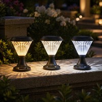 Lampe Solaire LED de Jardin Monocristalline IP65 Étanche à Détection Automatique, Mini Borne Lumineuse pour Poteau, Clôture de Villa, Colonne, Décoration Extérieure de Jardin