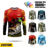 T-shirt à manches longues pour homme avec col rond et impression intégrale personnalisée Angry Bass pour la pêche