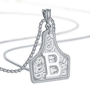 Collier en acier inoxydable 316L style cowboy avec lettres de A à Z, collier initial en acier inoxydable argenté pour femme, tendance - Product Image 5