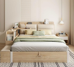 Ensemble de chambre d'hôtel haut de gamme |   Lit, tables de chevet et armoire intégrée <span class=keywords><strong>au</strong></span> design moderne - Product Image 1