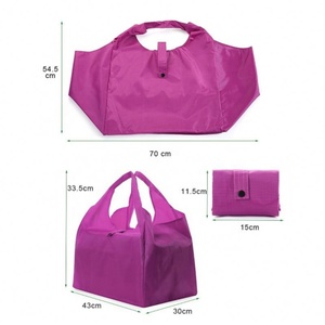 Sac pliable écologique avec logo personnalisé, sac de courses réutilisable en tissu polyester recyclé - Product Image 2