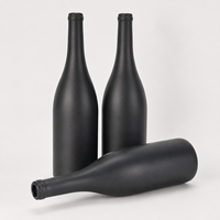 Vente en gros de bouteilles de vin en verre noir mat de 750 ml, bouteilles de champagne vides, emballage personnalisé avec logo