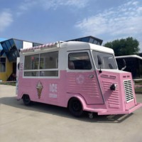 Camioneta de Helados Móvil Rosa Personalizada con Área para Máquina de Helado Suave, Congelador Comercial para Negocios de Catering en la Playa
