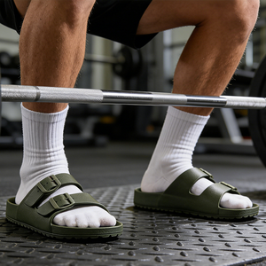 Claquettes d'extérieur pour hommes avec logo personnalisé, en EVA, avec soutien de la voûte plantaire, sangle réglable, antidérapantes, taille 37-47, pour la piscine et la plage - Product Image 5