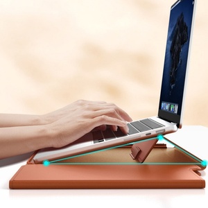 Nouvelle conception de support d'ordinateur <span class=keywords><strong>portable</strong></span> pliable en cuir, étui de protection imperméable 2 en 1 en cuir PU pour ordinateurs portables de 13/14/15,6 pouces - Product Image 5