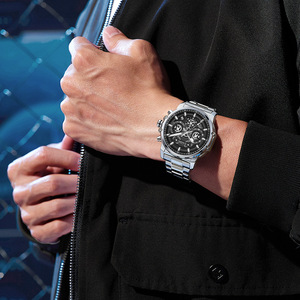 Montre <span class=keywords><strong>KEDO</strong></span> pour homme, sportive, lumineuse, étanche 30M, 44mm, trois aiguilles, six aiguilles, calendrier, style mécanique, quartz, bracelet en acier inoxydable - Product Image 3