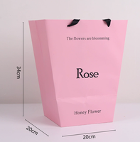 Sac d'emballage de fleurs trapézoïdal de luxe, écologique, imperméable, avec fenêtre transparente et gaufrage |   Boîte de transport portable pour bouquets pour fleuristes