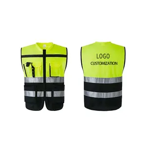 jinda construction vest dog safety vest / helmet multi pocket jacket reflector jackets Cleaning/logistics company express