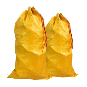 Qisheng Plastic Woven <b>Bags</b> 10-<b>50kg</b> Load Capacity Bright Yellow Drawstring For <b>Grains</b> And Food Packaging - Product Image 1