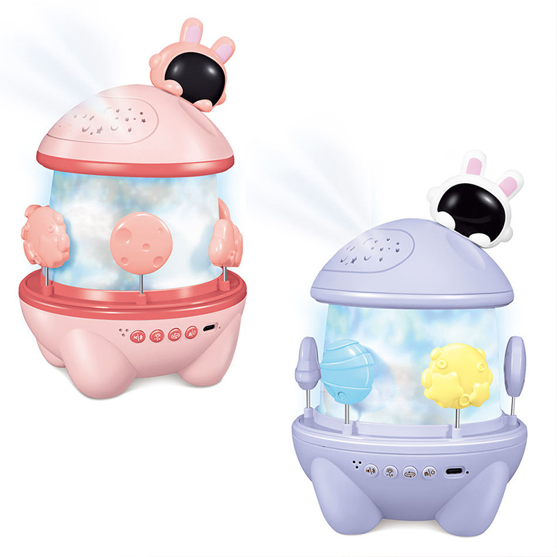 Kids Gift Creative Plastic LED Light Projector with Colorful Rotating Stars Musical Control Toy for Night Use