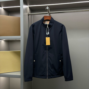 Full Zip Stand Collar <b>Light</b> weight Bur <b>berry</b> Jacket Men Classic Check Interior Daily Outerwear - Product Image 2