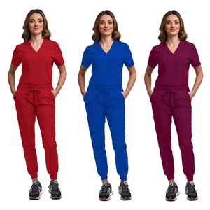 Light <b>Blue</b> <b>Scrub</b> Uniform Set Women V Neck Top Drawstring Pants Medical Workwear Hospital Uniforms - Product Image 5